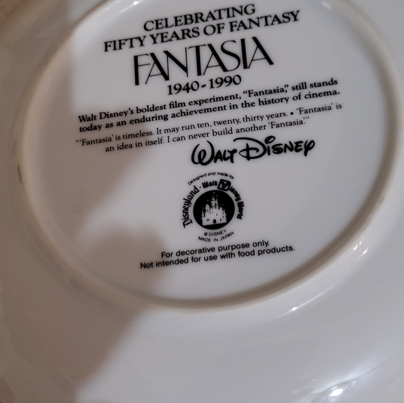 Disney Mickey FANTASIA 1940 - 1990 Dukas The Sorcerer's Apprentice Plate +figure - Picture 3 of 5